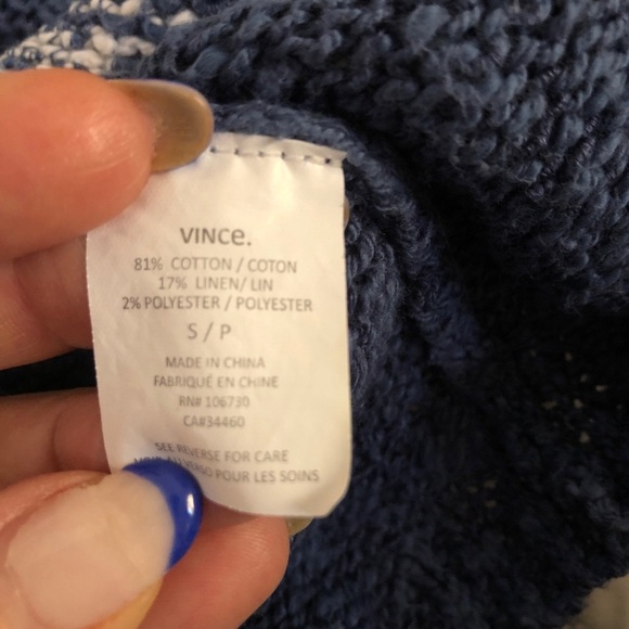 Vince Sweater Linen cotton blend marbled two tone pullover size S - Picture 7 of 7